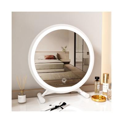 China Durable Mirror round makeup mirror large desktop led student dormitory bedroom dressing table desktop net red fill light round mirror for sale