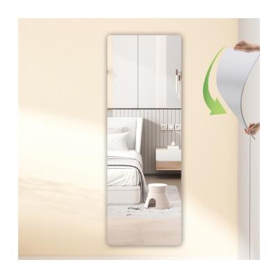 China Durable Wholesale High Quality 3d Wall Sticker Home Decor Full Length Sticker Long Mirror Dressing Unbreakable Self Adhesive Mirror for sale