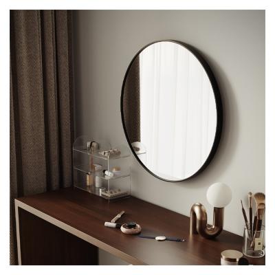 China Minimalist Custom Aluminum Alloy Large Round Black Gold Frame mirror Wall Mounted Bathroom Mirror Circle Decoration Round mirror for sale