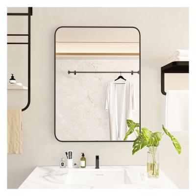 China Easy-clean Washroom Mirror With Rounded Corners Hotel Square aluminum alloy Frame Mirror decorative modern compact mirror for sale