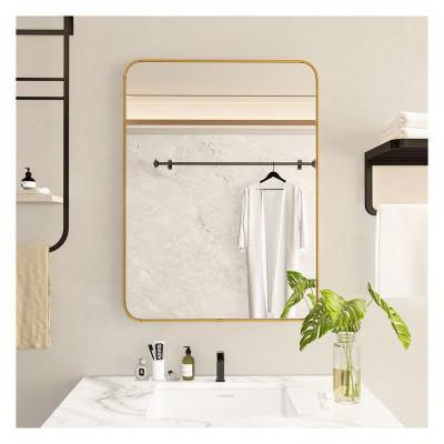 China Minimalist Best Selling  Modern Hotel Bathroom Home Decoration High Definition Rounded Corner Toilet makeup Rectangle Wall Mirror for sale