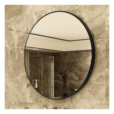 China Art Deco Wholesale Home Decor Gold Round Shape High-definition Explosion-proof Wall Hanging Shape Metal Frame Decorative  Bathroom Mirror for sale