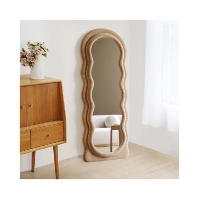 China Modern Wall Floor Mirrors Full Length Decor Large Shape Stand Standing Decorative Arch Home Irregular Body Modern Wavy Decor Mirror for sale