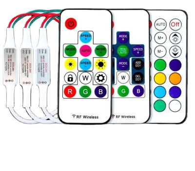 China RGB Led Magic Wireless Remote RF WS2811 WS2812b LED Strip Lighting Mini Strip Light Controller DC5-24V 17Keys 21keys RGB color for sale