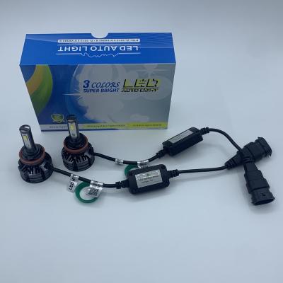 China Original High Quality Automobile 8000LM LED Headlights H11 3colours Lamp New Aluminum Spare Parts for sale