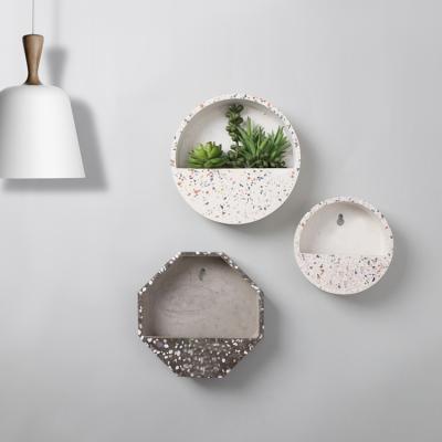 China Modern Popular Indoor Outdoor Decorative Terrazzo Wall Vertical Green Planter / Home Decor Garden Pots For Plants for sale