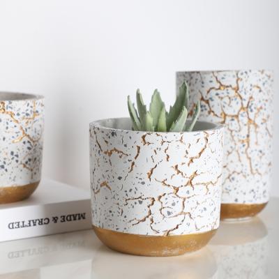 China Modern Matte Custom Logo Terrazzo Plant Stand Wedding Decoration Ceramic Pots For Succulent Plants for sale