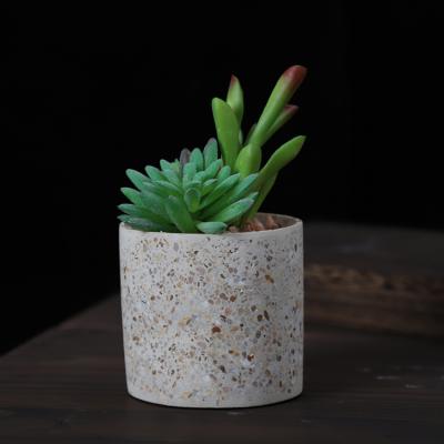 China Small Rustic Promotional High Quality Succulent Bonsai Cacti Artificial Plant Potted With Terrazzo Pot for sale