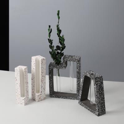 China Wholesale Cheap Modern Terrazzo Single Holder Hotel Home Decor Glass Tube Hydroponic Planters For Wedding Decoration for sale