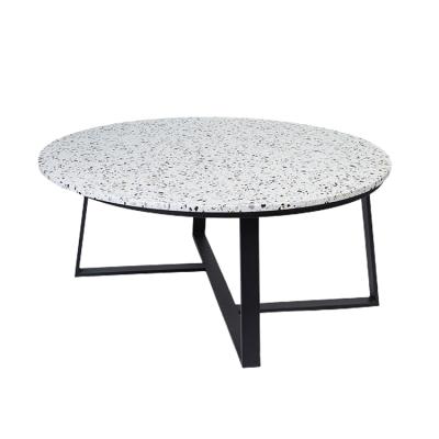 China Eco-friendly ceramic white modern decor round coffee table hotel living room living room furniture tea coffee table round terrazzo coffee table for sale