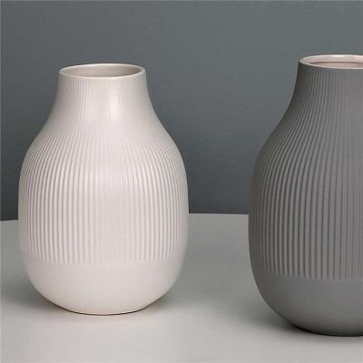 China Color Eco-friendly European Ceramic Matte Porcelain Vase Living Room Bottle Art Indoor Round Vase Set Home Decor Nordic Style Modern Ceramic Flower Vases for sale