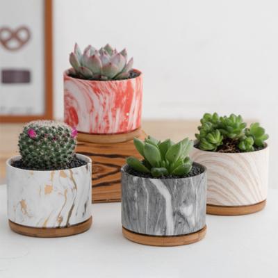 China 2021 New Design Style Flower Planter Plant Ceramic Marble Succulent Pots Garden Modern Wholesale Modern Home Indoor Outdoor Decor Small for sale