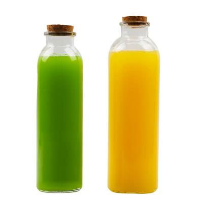 China Wholesale 300ml 330ml 350ml 360ml 500ml Beverage 16oz Glass Milk Drinking Water Bottles With Cork Caps for sale