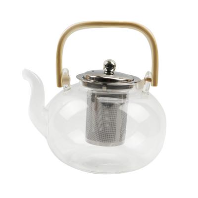 China Viable Hot Sales 1500ml Teapot With Food Grade Heat Resistant Clear Borosilicate Glass Teapot Glass Tea Strainer Pyrex Heat Resistant Glass for sale