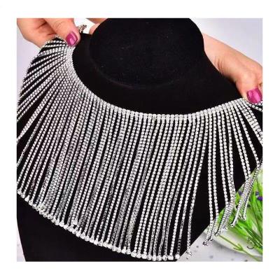 China Hot Sale Diamond Chain Crystal AB Dense Claw Chain Tassel Flatback Rhinestone Glass Hand Stitched For Clothing Decoration for sale