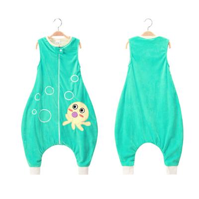 China Breathable Sleeveless Onesie Pajamas Flannel Air Conditioning Baby Home Clothes Autumn and Winter Children's Sleeping Bag for sale