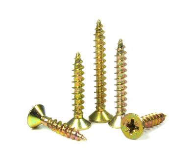 China Flat Wholesale Yellow Galvanized Metric Cross Recessed Countersunk Head Screw for sale