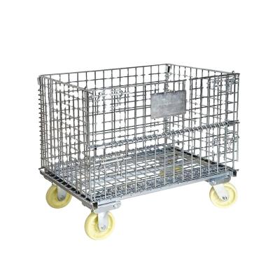 China Wholesale Collapsible Collapsible Collapsible Metal Wire Mesh Storage Baskets Warehouse Removable Storage Bin for sale