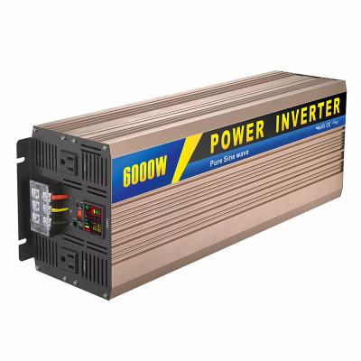 China High Efficiency 12v 24v 48v dc to 110v 220v AC Power Inverter 6000w Pure Sine Wave Inverter 61x20x15cm(LxWxH) for sale