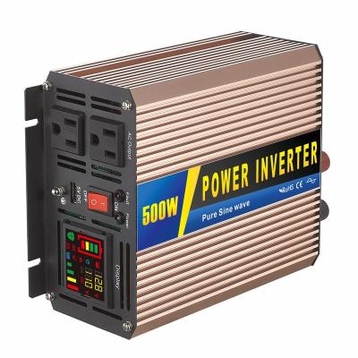 China 500w 12v 24v 48v dc to 110v 220v pure sine wave 500 watt car power inverter with dual ac and usb port 24.5X11.2X6cm(LXWXH) for sale