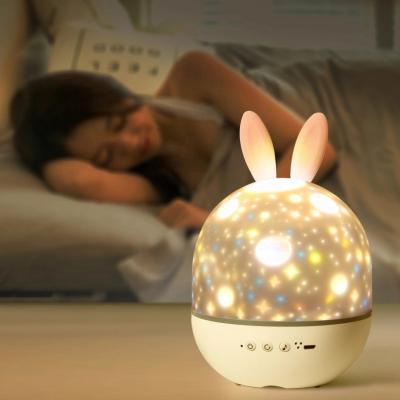 China Modern Cute Rabbit Night Light Hot Selling Music Projector Remote Control Night Light For Kids for sale