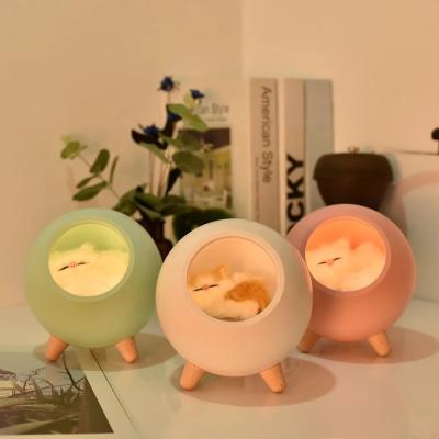 China Modern Cartoon Cat Lovely Cute Desk Lamp USB Charge 1.2W Led Night Light For Kids for sale