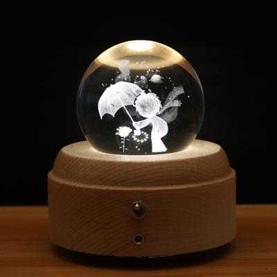 China Modern Unicorn Rotating Crystal Ball Music Box with Projection Little Prince For Christmas Gifts for sale