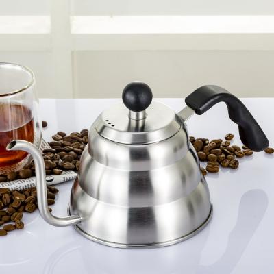 China Sustainable 1.0L Stainless Steel Spill Over Coffee Drip Kettle Gooseneck Teapot for sale