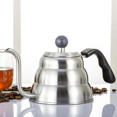 China Stainless Steel 1.0L / 1.2L Sustainable Spill Over Coffee Drip Kettle Gooseneck Teapot for sale