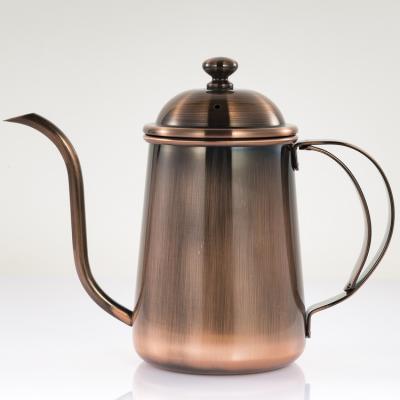 China Durable 22OZ / 650ml Copper Coated Stainless Steel Pour Over Drip Kettle With Gooseneck Spout for sale