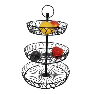 China New Modern Round 3 Tier Metal Wire Fruit Basket To Tidy Up/Storage for sale