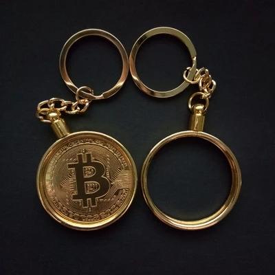 China Africa Decoration Open Non-currency Bitcoin Keychain Gold Plated Coin BTC Coin for sale