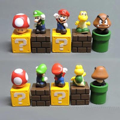 China Creative Cartoon Toy 5pcs/set SuperMario Decoration Game Mario Bros PVC Action Numbers Toys for sale