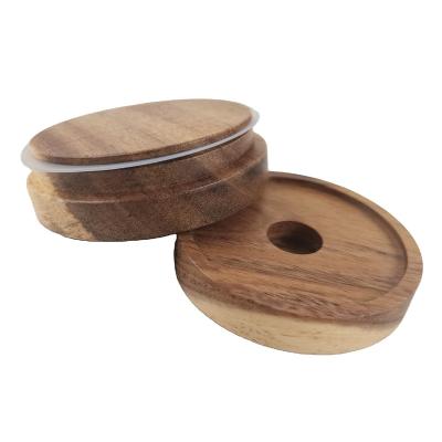 China Non-Refillable Walnut Wooden Lid Fresh Keeping Cover For Kitchen Ingredients for sale