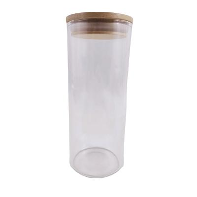 China Non Spill New Seal 2022 Portable Tea Bucket Small Spice Bottle Glass Customizable Jar With Bamboo Lid for sale