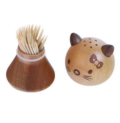 China Viable Portable Wooden Storage Box Container Tooth Pick Dispenser Bamboo Toothpick Dispenser Case For Home for sale