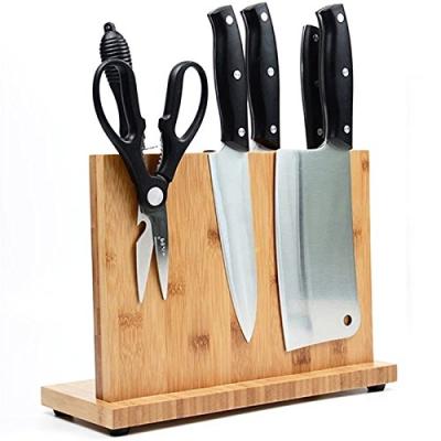 China Sustainable Kitchen Using Strong Magnetic Wooden Bamboo Knife Block Stand for sale