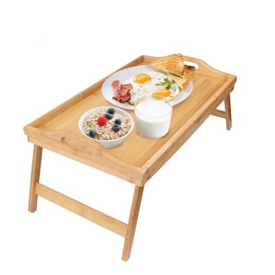 China Multifunctional 100% natural foldable servant coffee table viable bamboo bed Tray With Folding Legs for sale