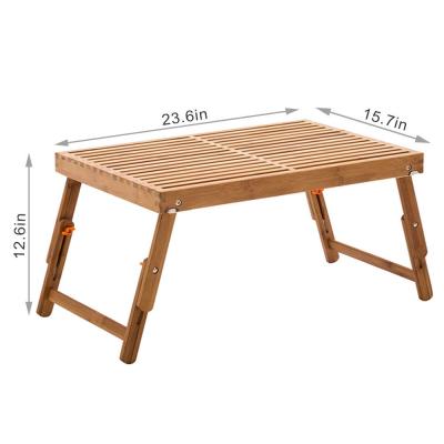 China Home Bamboo Bed Tray Table Foldable Adjustable Breakfast Serving Tray End Table For Bed for sale