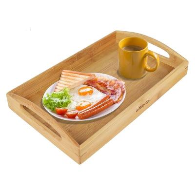 China Viable Bamboo Container Butler Tray Serving Tray Breakfast Brunch Food Holder for sale