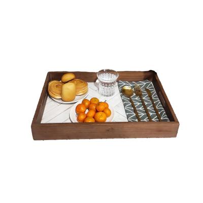 China China Manufacturer Wood Serving White Wood Tray With Handle For Food for sale