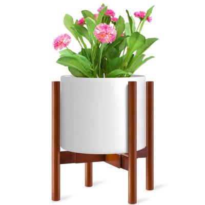 China Modern Adjustable Plant Stand , Mid Century Wooden Flower Pot Rack Plant Stand for sale