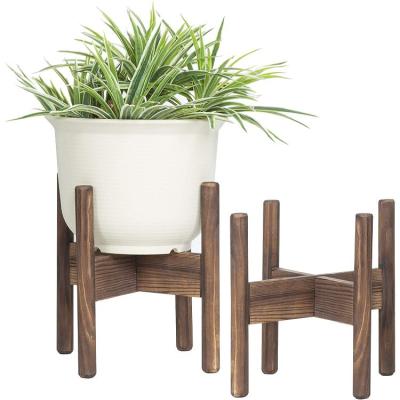 China Modern Set of 2 10 inch Brown Dark Wood Plant Racks for sale