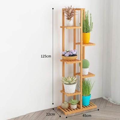 China Modern 6 Tier Bamboo Plant Stand Rack Multi Wooden Shelves Bonsai Flower Display Stand for sale