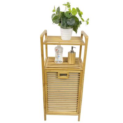 China Modern Bamboo Shelf with Tilt-out Basket Basket Clothes Racks for Laundry for sale