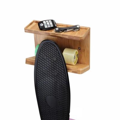 China MINISTRY OF THE INTERIOR Skateboard Wall Mount Rack Home and Garage Bamboo Wooden Surfboard Rack for sale