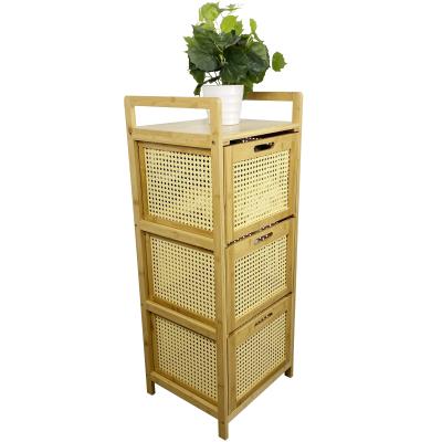 China New Design Modern Bamboo Laundry Basket Bamboo Laundry Basket With Woven For Living Room for sale