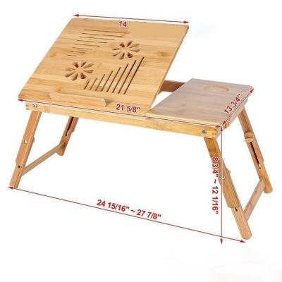 China Adjustable (Height) Customized Office Home Style Bamboo Laptop Computer Stand Wooden Desk With Usb Fan for sale