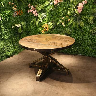 China Retro Style Round Banquet Table Eco - Friendly Faded Effect Finishing Round Tables For Restaurants for sale