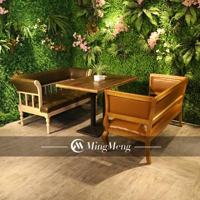 China Custom Furniture Sofa Cafe Bar Table Mid Century Retro And Chair Combination Restaurant Furniture Restaurant Set Restaurant Booth Seating for sale